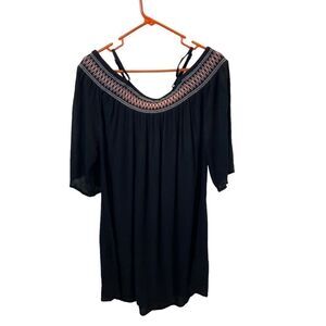 S.‎ Oliver Black Off The Shoulder Embroidered Mini dress Long Sleeves Size 10